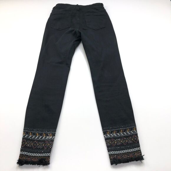 Frank Lyman Montreal Skinny Small (Fits 25W 28L) Mid Rise Embroidered Aztec Jean - Picture 1 of 12
